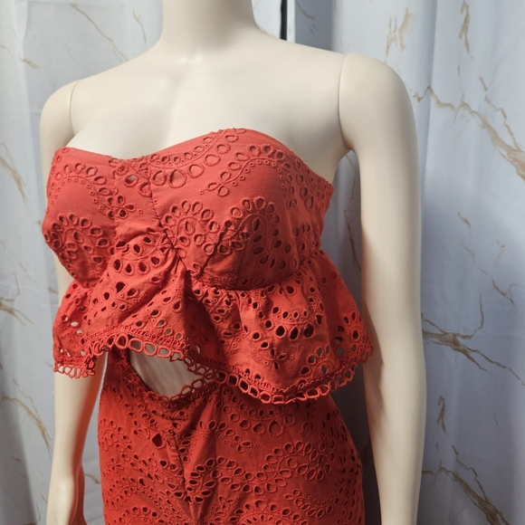 Topshop Red Strapless Jumpsuit with Sweetheart Neckline - Picture 2 of 11